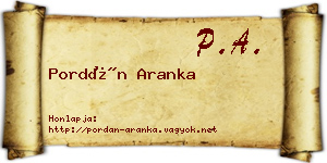 Pordán Aranka névjegykártya