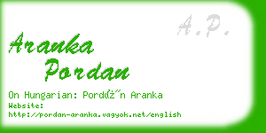 aranka pordan business card